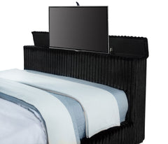 Centergrove Black Upholstered California King Wingback TV Bed - Ornate Home
