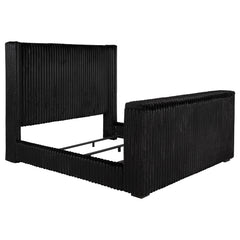 Centergrove Black Upholstered Eastern King Wingback TV Bed - Ornate Home