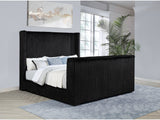 Centergrove Black Upholstered Eastern King Wingback TV Bed - Ornate Home