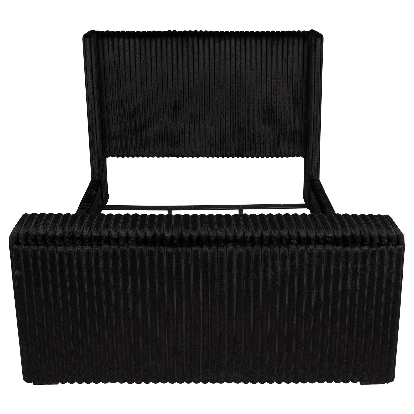 Centergrove Black Upholstered Eastern King Wingback TV Bed - Ornate Home