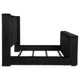 Centergrove Black Upholstered Eastern King Wingback TV Bed - Ornate Home