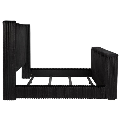 Centergrove Black Upholstered Eastern King Wingback TV Bed - Ornate Home