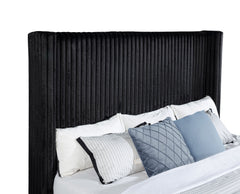 Centergrove Black Upholstered Eastern King Wingback TV Bed - Ornate Home