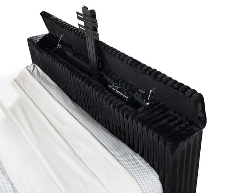 Centergrove Black Upholstered Eastern King Wingback TV Bed - Ornate Home