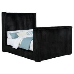 Centergrove Black Upholstered Queen Wingback TV Bed - Ornate Home