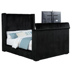 Centergrove Black Upholstered Queen Wingback TV Bed - Ornate Home