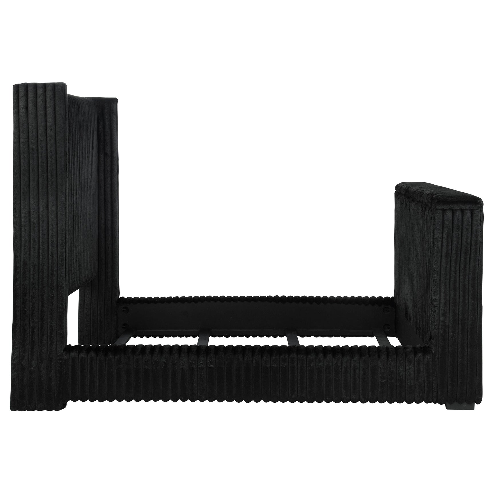 Centergrove Black Upholstered Queen Wingback TV Bed - Ornate Home