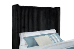Centergrove Black Upholstered Queen Wingback TV Bed - Ornate Home