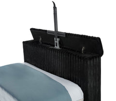 Centergrove Black Upholstered Queen Wingback TV Bed - Ornate Home