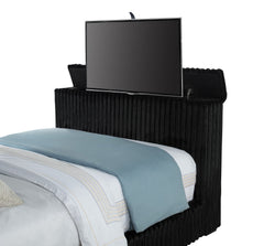 Centergrove Black Upholstered Queen Wingback TV Bed - Ornate Home