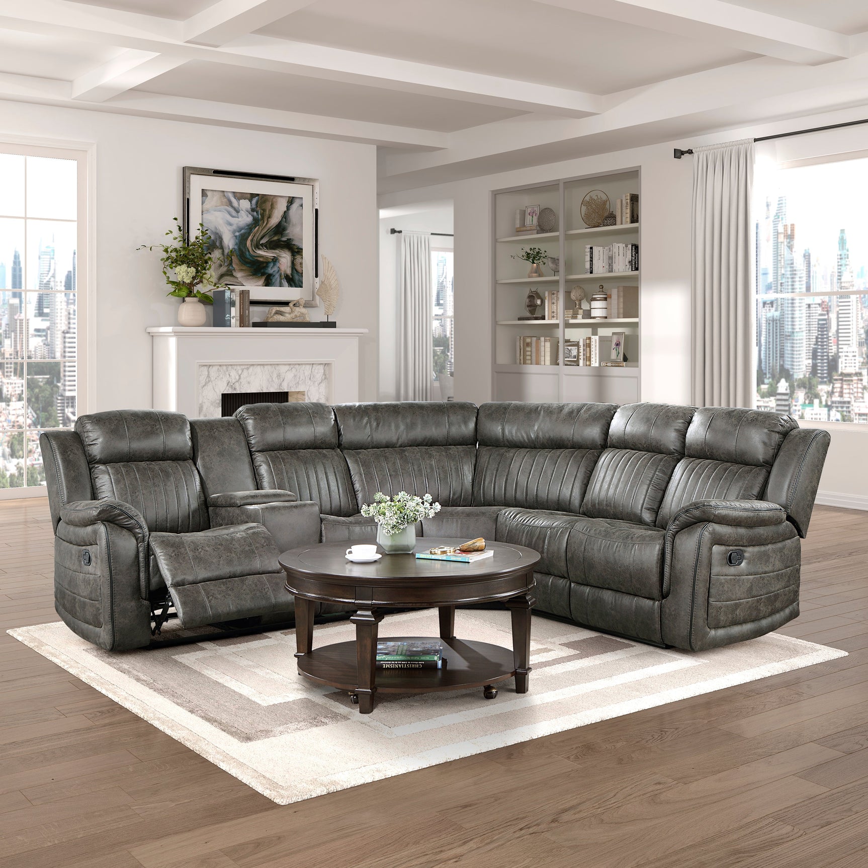 Centeroak Brown 3-Piece Reclining Sectional - Ornate Home