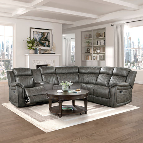 Centeroak Brown 3-Piece Reclining Sectional - Ornate Home