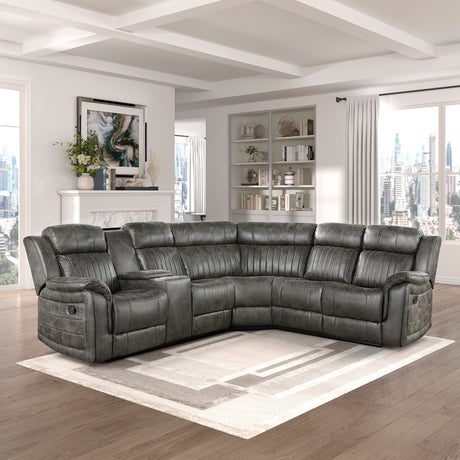 Centeroak Brown 3-Piece Reclining Sectional - Ornate Home