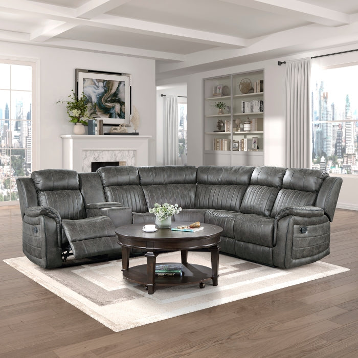 Centeroak Brown 3-Piece Reclining Sectional - Ornate Home