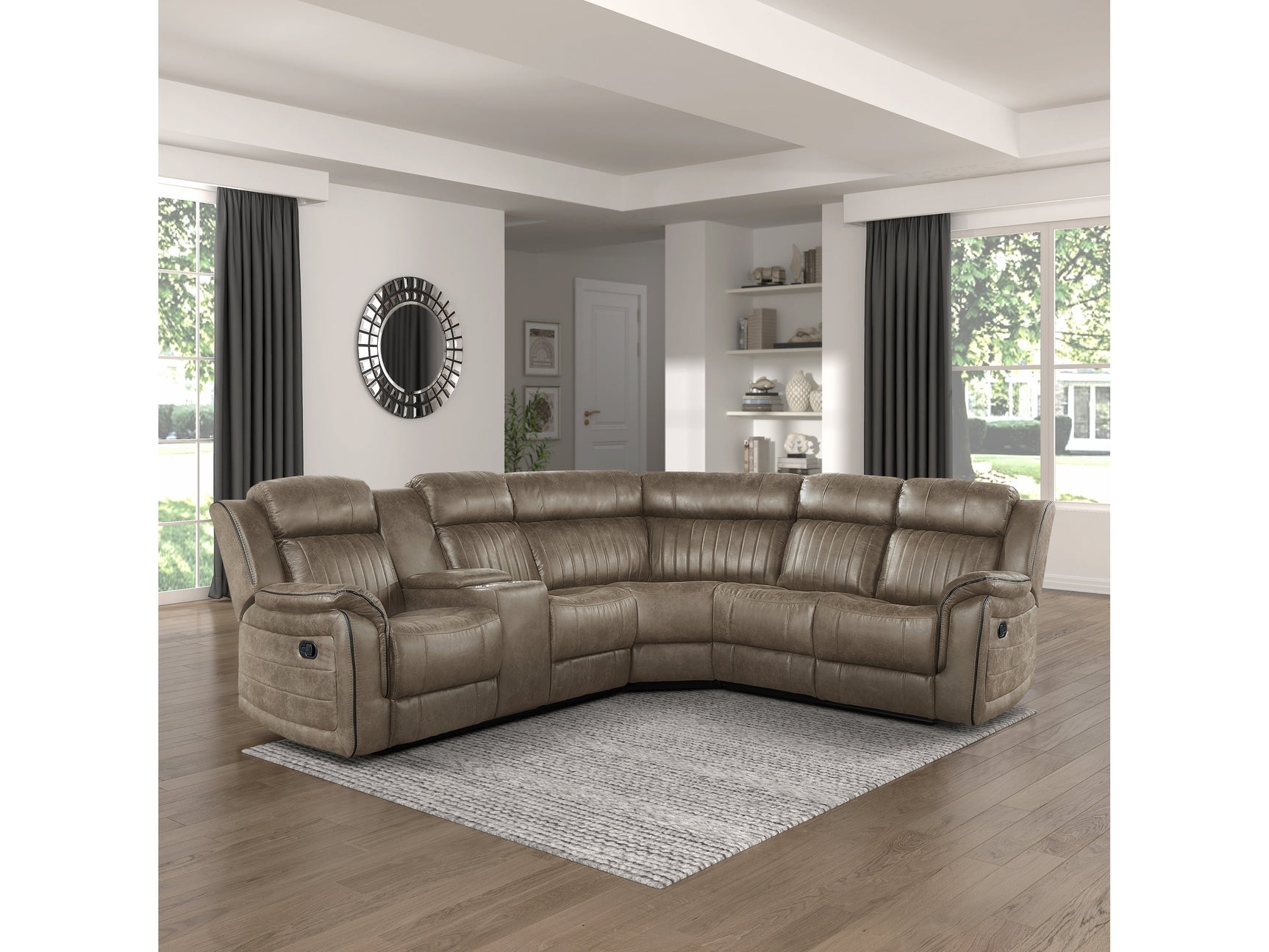 Centeroak Sandy Brown 3-Piece Reclining Sectional - Ornate Home
