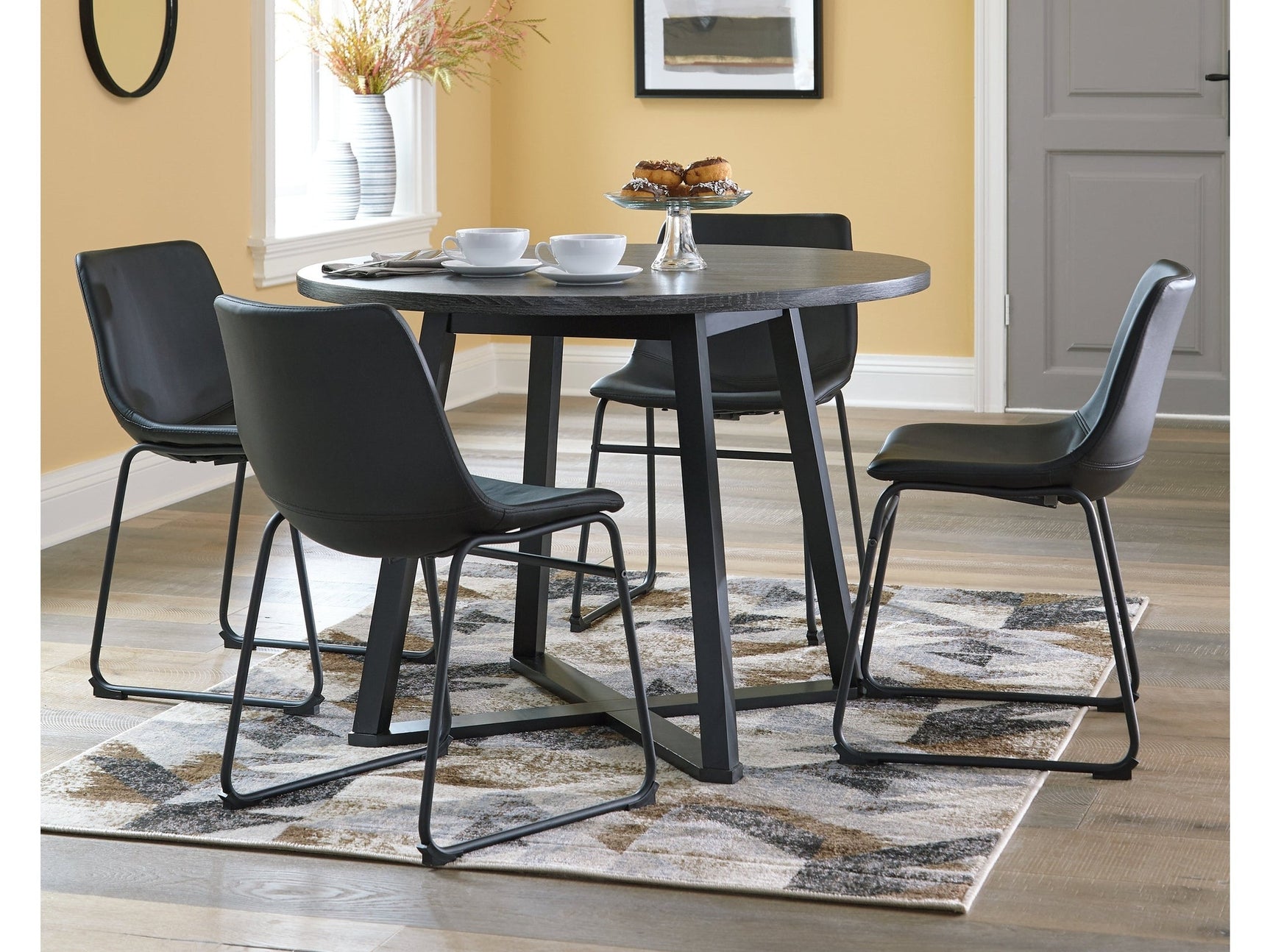 Centiar Black Dining Table and 4 Chairs (Online Special Price) - Ornate Home