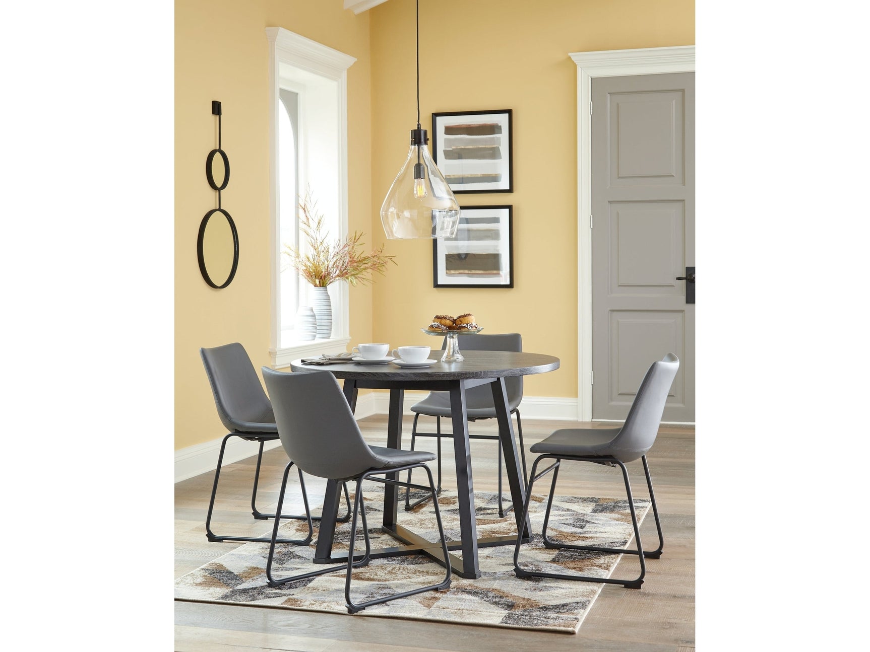 Centiar Gray/Black Dining Table with 4 Chairs (Online Special Price) - Ornate Home