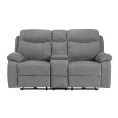 Centric Gray Power Double Reclining Loveseat With Center Console Power Headrests Power Lumbar Support Wireless Charger Hidden Cup Holders Bluetooth Speakers And Charging Ports - Ornate Home