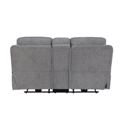 Centric Gray Power Double Reclining Loveseat With Center Console Power Headrests Power Lumbar Support Wireless Charger Hidden Cup Holders Bluetooth Speakers And Charging Ports - Ornate Home