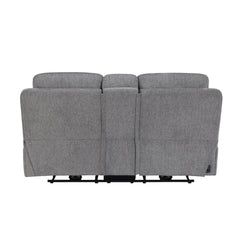 Centric Gray Power Double Reclining Loveseat With Center Console Power Headrests Power Lumbar Support Wireless Charger Hidden Cup Holders Bluetooth Speakers And Charging Ports - Ornate Home