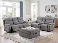 Centric Gray Power Double Reclining Loveseat With Center Console Power Headrests Power Lumbar Support Wireless Charger Hidden Cup Holders Bluetooth Speakers And Charging Ports - Ornate Home
