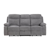 Centric Gray Power Double Reclining Sofa With Center Drop-down Cup Holders Power Headrests Power Lumbar Support Wireless Charger Bluetooth Speakers Hidden Drawer And Charging Ports - Ornate Home