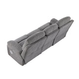 Centric Gray Power Double Reclining Sofa With Center Drop-down Cup Holders Power Headrests Power Lumbar Support Wireless Charger Bluetooth Speakers Hidden Drawer And Charging Ports - Ornate Home