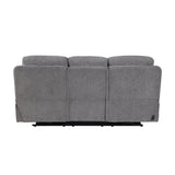 Centric Gray Power Double Reclining Sofa With Center Drop-down Cup Holders Power Headrests Power Lumbar Support Wireless Charger Bluetooth Speakers Hidden Drawer And Charging Ports - Ornate Home