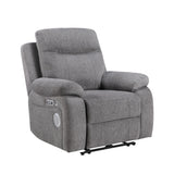 Centric Gray Power Reclining Chair With Power Headrest Power Lumbar Support Bluetooth Speakers And Charging Ports - Ornate Home