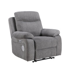 Centric Gray Power Reclining Chair With Power Headrest Power Lumbar Support Bluetooth Speakers And Charging Ports - Ornate Home