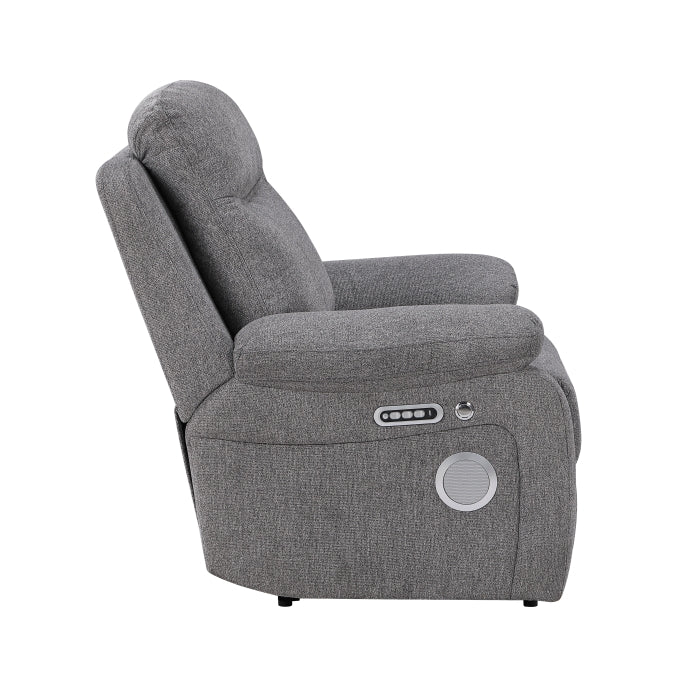 Centric Gray Power Reclining Chair With Power Headrest Power Lumbar Support Bluetooth Speakers And Charging Ports - Ornate Home
