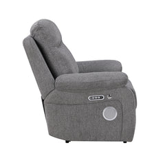 Centric Gray Power Reclining Chair With Power Headrest Power Lumbar Support Bluetooth Speakers And Charging Ports - Ornate Home