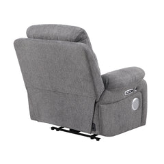 Centric Gray Power Reclining Chair With Power Headrest Power Lumbar Support Bluetooth Speakers And Charging Ports - Ornate Home