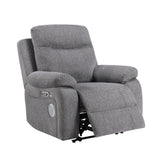Centric Gray Power Reclining Chair With Power Headrest Power Lumbar Support Bluetooth Speakers And Charging Ports - Ornate Home