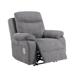 Centric Gray Power Reclining Chair With Power Headrest Power Lumbar Support Bluetooth Speakers And Charging Ports - Ornate Home