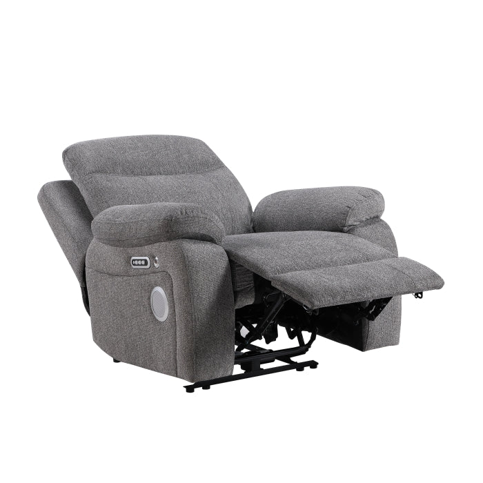 Centric Gray Power Reclining Chair With Power Headrest Power Lumbar Support Bluetooth Speakers And Charging Ports - Ornate Home
