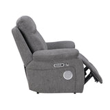 Centric Gray Power Reclining Chair With Power Headrest Power Lumbar Support Bluetooth Speakers And Charging Ports - Ornate Home