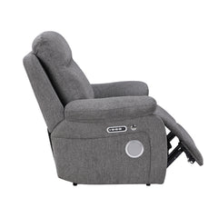 Centric Gray Power Reclining Chair With Power Headrest Power Lumbar Support Bluetooth Speakers And Charging Ports - Ornate Home