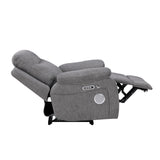 Centric Gray Power Reclining Chair With Power Headrest Power Lumbar Support Bluetooth Speakers And Charging Ports - Ornate Home