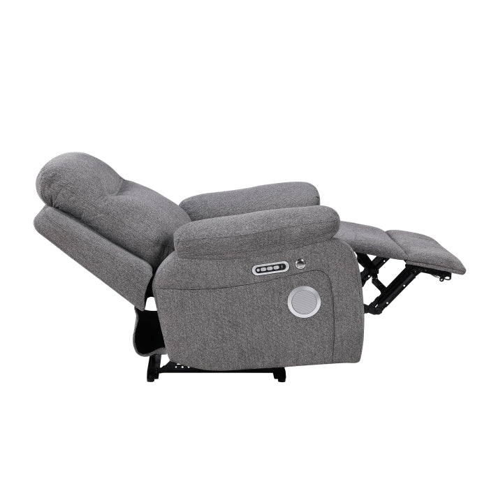 Centric Gray Power Reclining Chair With Power Headrest Power Lumbar Support Bluetooth Speakers And Charging Ports - Ornate Home