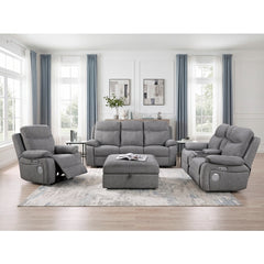 Centric Gray Power Reclining Chair With Power Headrest Power Lumbar Support Bluetooth Speakers And Charging Ports - Ornate Home