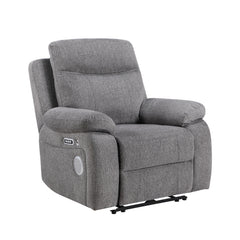 Centric Gray Power Reclining Chair With Power Headrest Power Lumbar Support Bluetooth Speakers And Charging Ports - Ornate Home