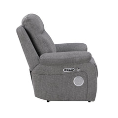 Centric Gray Power Reclining Chair With Power Headrest Power Lumbar Support Bluetooth Speakers And Charging Ports - Ornate Home