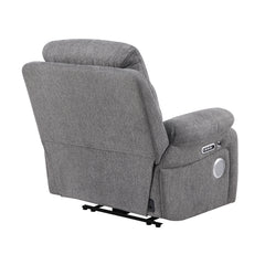 Centric Gray Power Reclining Chair With Power Headrest Power Lumbar Support Bluetooth Speakers And Charging Ports - Ornate Home