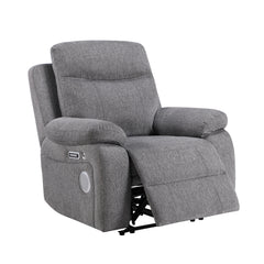 Centric Gray Power Reclining Chair With Power Headrest Power Lumbar Support Bluetooth Speakers And Charging Ports - Ornate Home