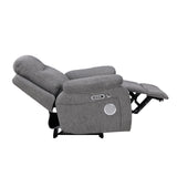 Centric Gray Power Reclining Chair With Power Headrest Power Lumbar Support Bluetooth Speakers And Charging Ports - Ornate Home