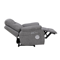 Centric Gray Power Reclining Chair With Power Headrest Power Lumbar Support Bluetooth Speakers And Charging Ports - Ornate Home