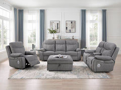 Centric Gray Power Reclining Chair With Power Headrest Power Lumbar Support Bluetooth Speakers And Charging Ports - Ornate Home