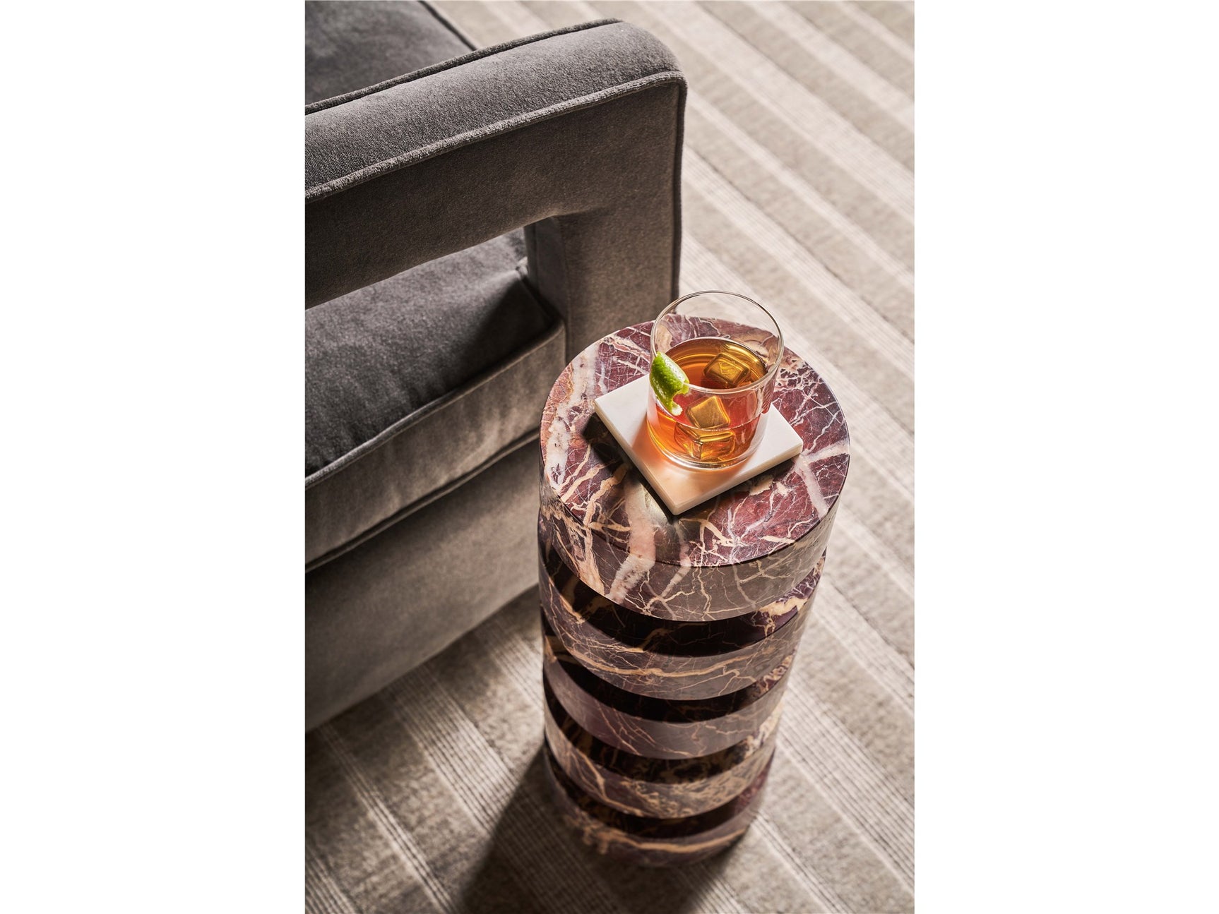 Cerise Cherry Gold Marble Spot Table - Ornate Home