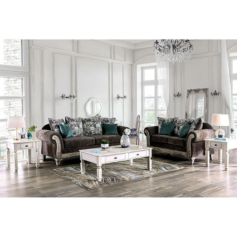 Cerise Gray/Antique White Loveseat - Ornate Home